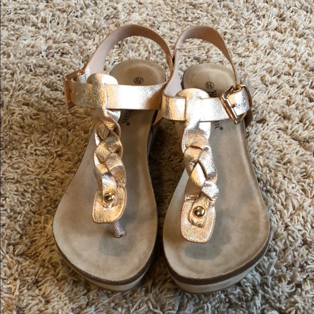 Nature Breeze Braided T-Strap Wedges